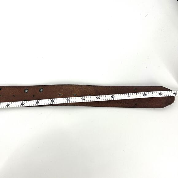 Vintage Fossil Tooled Leather Studded Brown Belt Size M/L - Picture 5 of 8